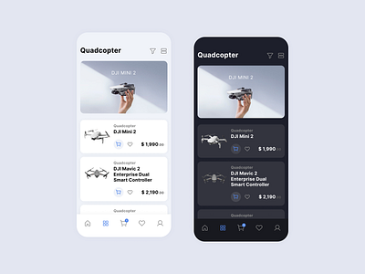 eCommerce Store App Design app concept dark ecommerce figma light minimal mobile products quadrocopter store ui ux