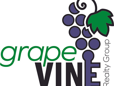 Grapevine Realty Group logo branding design font fruit grapevine graphic design green illustration illustrator cc key layout logo purple realtor typography vector