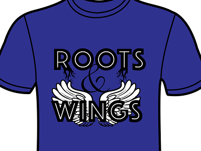 Roots & Wings T-shirt black and white contest graphic design illustration illustrator cc logo purple roots tshirt typography vector wings