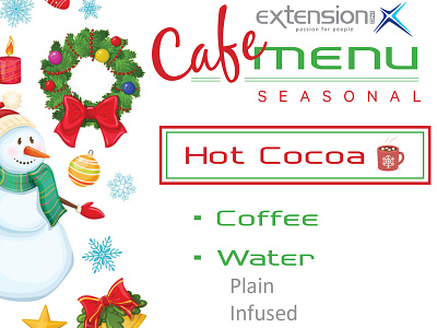 Holiday Cafe Menu branding christmas design graphic design green holiday hot cocoa illustration illustrator cc logo menu red vector