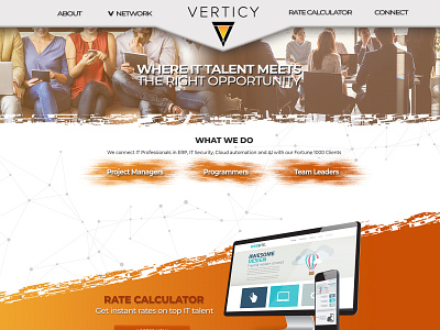 Verticy Homepage Redesign branding design graphic design illustration layout logo photoshop staffing typography website wed design