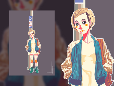 Girl in Tokyo drawing fashion illustration japan pixel pixel art pixelart pixels pole street street pole tokyo