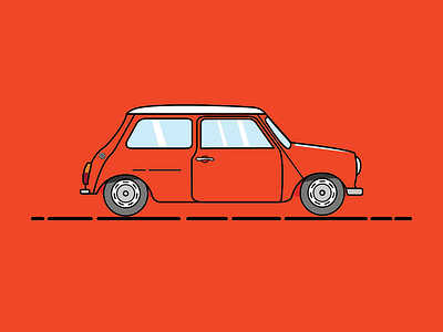 Mini Cooper 1970s british car cars design illustration mini cooper red