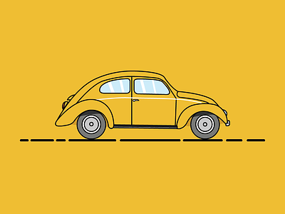 Beetle 1970s cars design illustration vw yellow