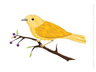 Contemporary Garden Bird - yellow bird character design giftware home decor illustration painting surface design wall art