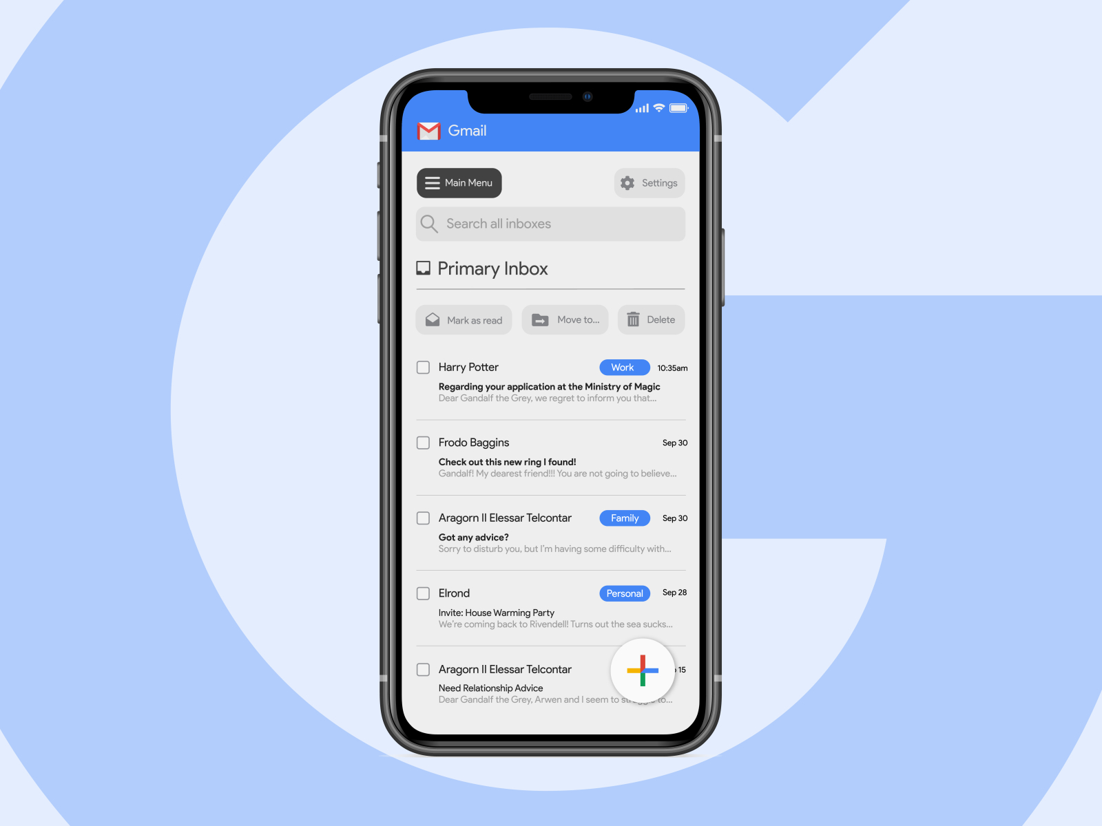 Gmail Mobile App Redesign - Primary Inbox by Veronica Ewing on Dribbble