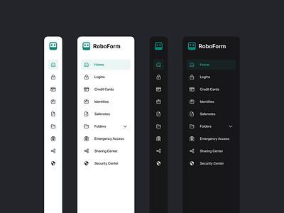 Sidebar navigation for password manager bar dark icon light menu nav nav bar navigation side bar sidebar sidebar menu ui ux web