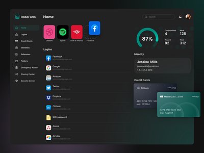 Dashboard for Password manager app dashboard design macos password password manager ui ux