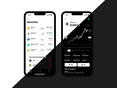 Cryptocurrency Platform app crypto cryptocurrency dark dark theme dashboard design investment mobile app money ui ux