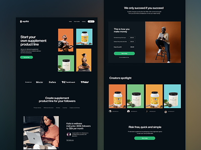 Landing page concept 2 bright colors dark gym landing page product