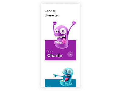 Character App 3d app character clean color game mobile monster ui uidesign