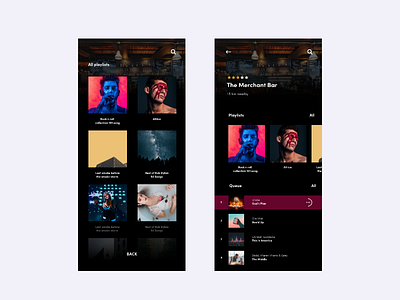 Profile & playlist screen mobile mobile app mobile design modern music music app musician