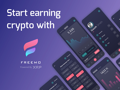 Crypto Project For Freemo blue branding chart crypto dark ui data design home page icon illustration logo mobile pink profile purple typography ui ux vector wallet