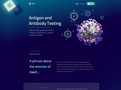 Kwell Labs Website branding coronavirus covid covid-19 design home page how it works illustration laboratories logo medical mobile product test typography ui ux vector virus test website
