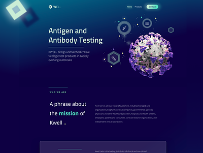 Kwell Labs Website branding coronavirus covid covid 19 design home page how it works illustration laboratories logo medical mobile product test typography ui ux vector virus test website