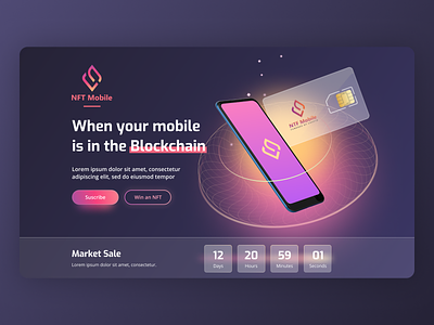 NFT Mobile branding card crypto cryptocurrency design futuristic geometry home page illustration logo mobile phone shapes sim typography ui ux vector vibrant website
