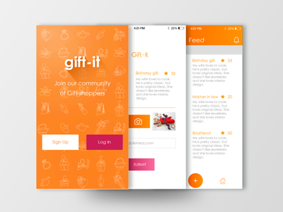 Gif-tit log in login login screen mobile app sign up ui ux visual design