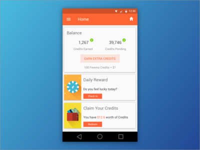 Freemo android cards home screen material design
