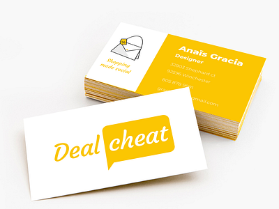 Dealcheat business card business card design business card mockup shopping shopping app yellow