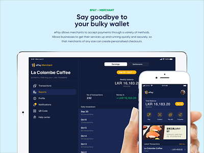 ePay Merchant app app finance finance app fintech ipad offers payment app payments promotions ui ux