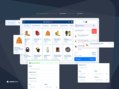 Point of sales app for PowerTools app design b2b component design system industrial business point of sale pos pos system progressive web app ux