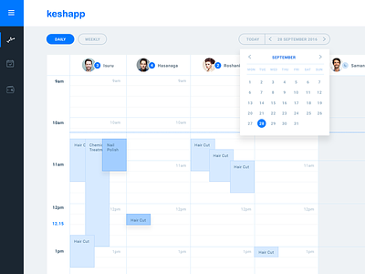 Keshapp - Appointments calendar for salons admin appointments calendar crm salon