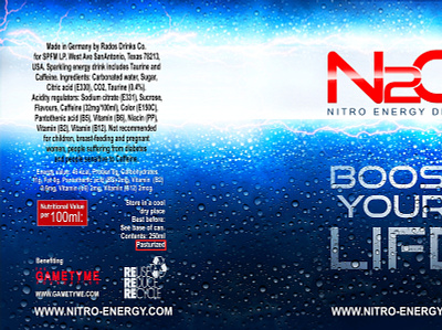 N20: Nitro Energy Drink (Alt 4) branding design