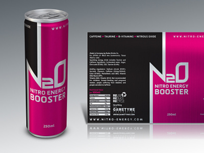 N20: Nitro Energy Drink (Pink) branding design