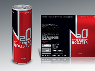 N20: Nitro Energy Drink (Red & Black) branding design