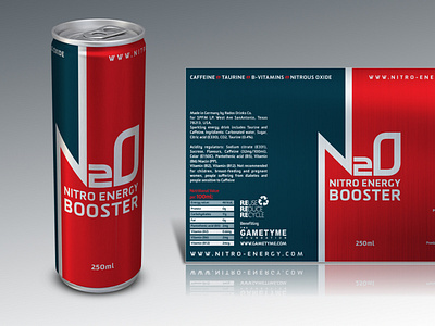 N20: Nitro Energy Drink (Red & Dark Blue) branding design