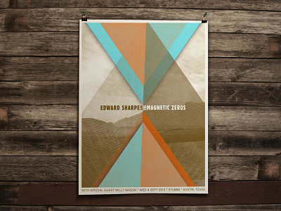 Edward Sharpe Austin Show Poster by Rural Rooster 3 color edward sharpe gig poster magnetic zeros poster screen printed show poster