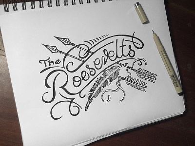 The Roosevelts Inked hand drawn ink lettering logo tshirt