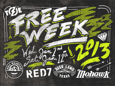 Transmission Free Week 2013 hand drawn poster typography