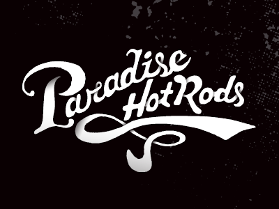 Paradise Hotrods hand drawn logo typography