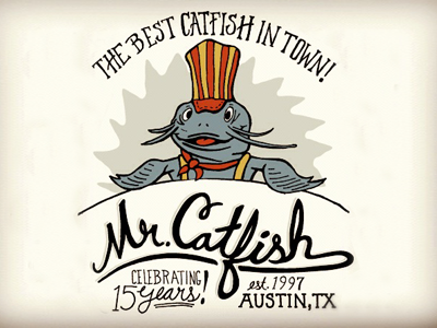 Best Catfish In Town hand drawn logo typography