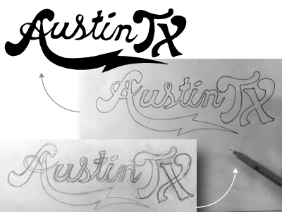 Austin Tx Process hand drawn logo typography