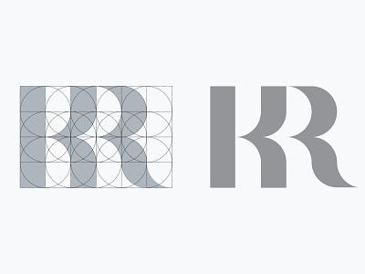 Logo "KR" and Line guide bold brnading clean elegant golden ration graphic design guide line initial letter logo luxury personal