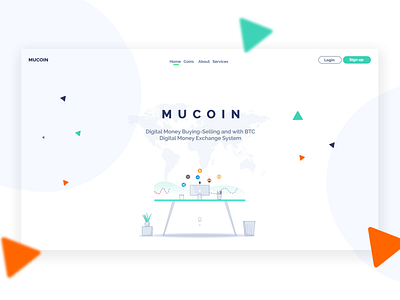 mucoin app branding coin coins design flat illustration illustrator minimal type ui ux web website