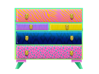 Chest of drawers clothes colorful drawers illustration
