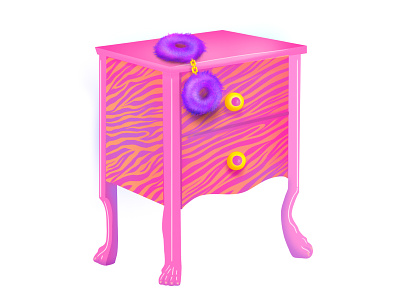 Nighstand animal print illustration nightstand pink