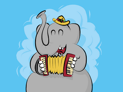 Friday's Happy Elephant accordion africa agency brush elephant illustration keyboard music