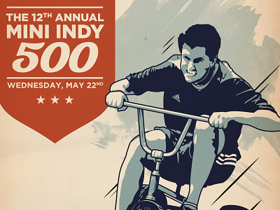 Mini Indy 500 Poster bicycle bike illustration indy 500 mini indy 500 poster racing retro tom philibeck tricycle trike vintage