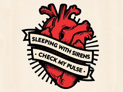 Pulse anatomical heart banner bold heart illustration pulse shirt design sleeping with sirens sws tom philibeck