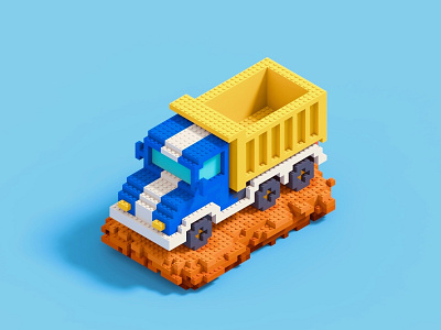 Truck 🚚 3d isometric lego magicavoxel pixelart render voxel voxelart