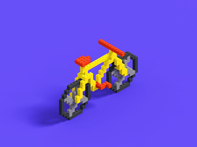 🚲 Fixed Gear Bike 3d gamedesign illustration isometric lego magicavoxel pixelart render voxel voxelart