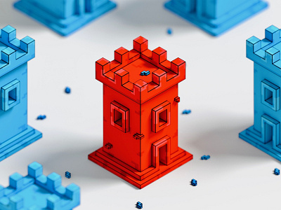 Castle 3D 🏰 3d gamedesign illustration isometric magicavoxel pixelart render voxel voxelart