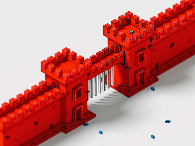 Castle Door 3D ⛔️ 3d castle door gamedesign isometric magicavoxel pixelart render voxel voxelart