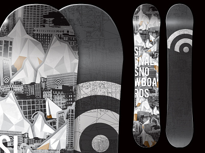 Signal Snoawboard city illustration mountains signal snowboard