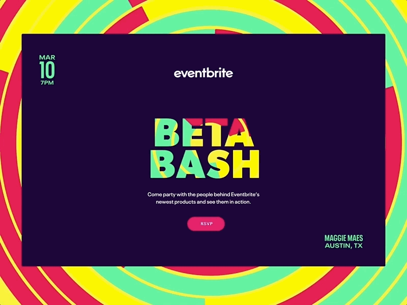 BETA BASH site 2d animation brand and identity branding design event interactive mask svg animation sxsw web web design website