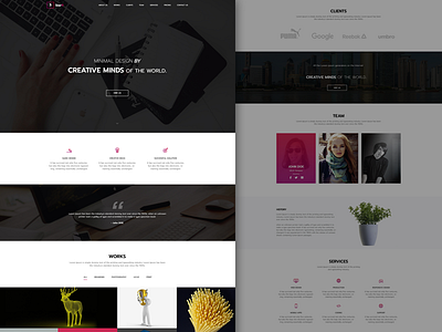 StarR - One Page PSD Website Template dark landing page one page pink rikon rahman themeforest ui design web design web page website website template